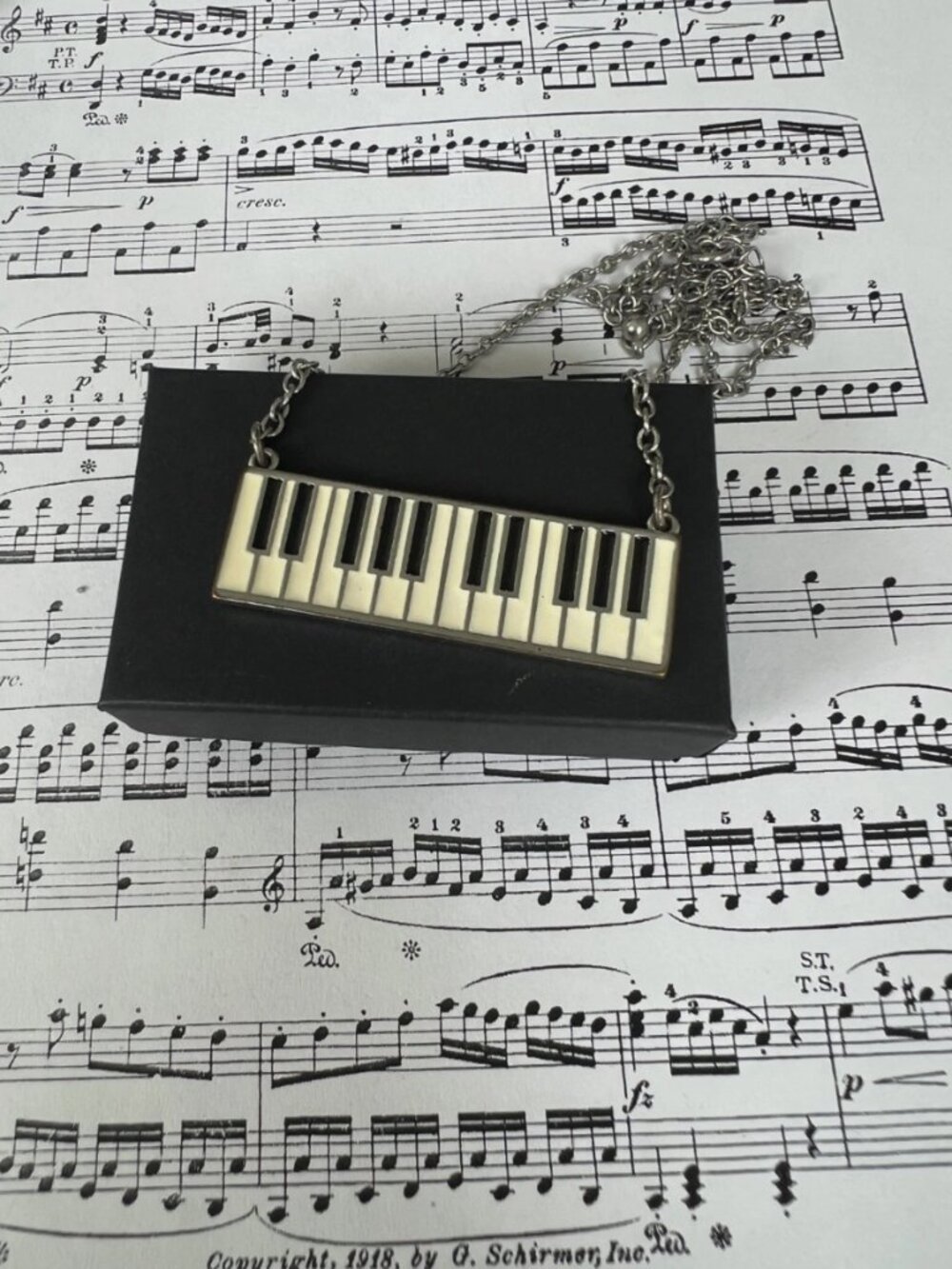 Vintage Piano Key black & white Necklace